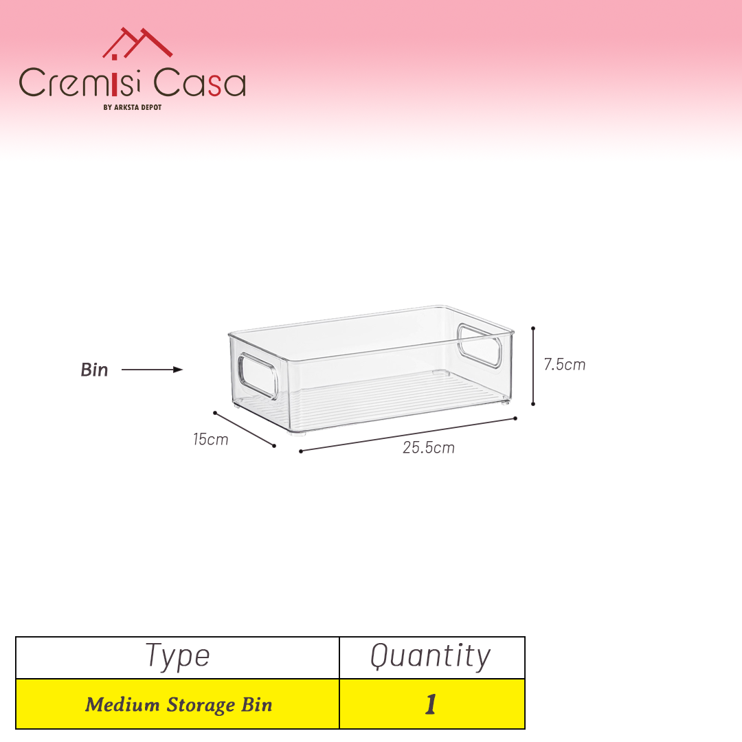 Medium Organizer Bin - 1 Piece Clear