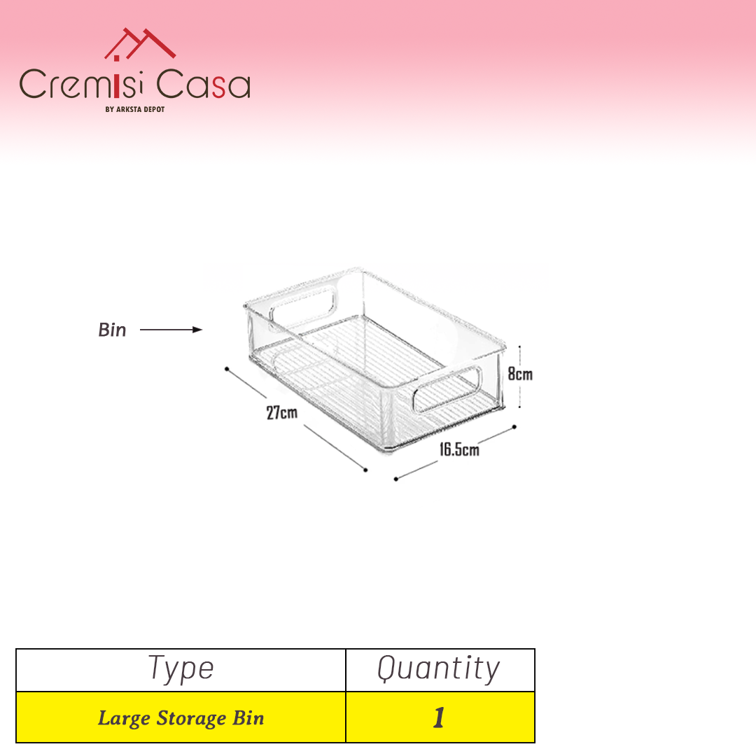 Large Organizer Bin - 1 Piece Clear