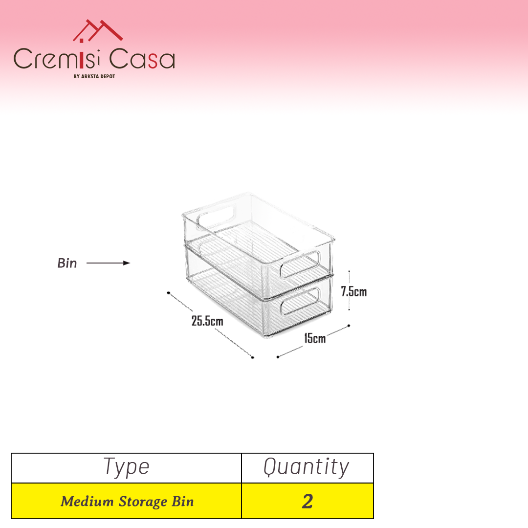 Medium Organizer Bin - 2 Pcs Clear