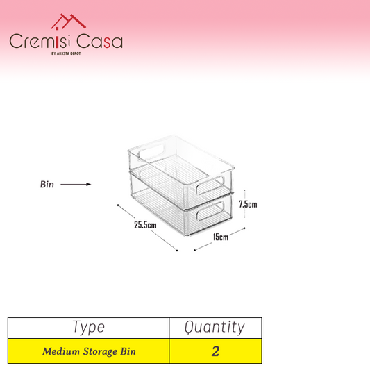 Medium Organizer Bin - 2 Pcs Clear