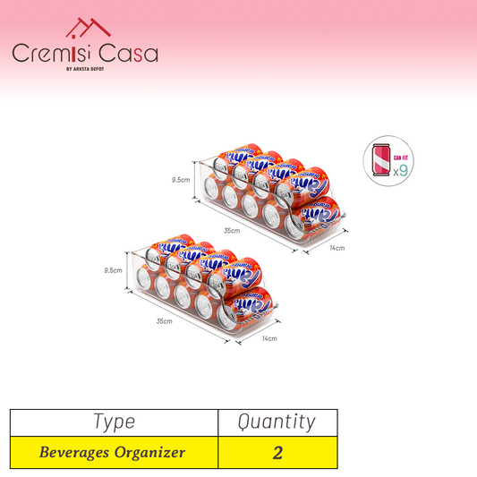 Beverages Organizer Bin - 2 Pcs Clear