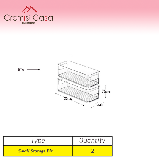 Small Organizer Bin - 2 Pcs Clear