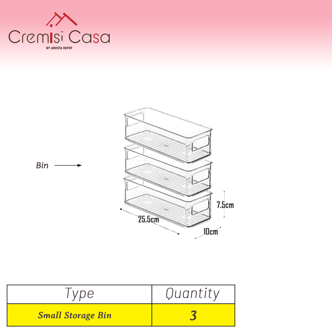 Small Organizer Bin - 3 Pcs Clear