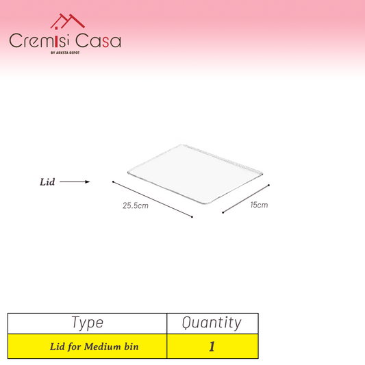 Medium size lid for Organizer Bin - 1 Piece Clear