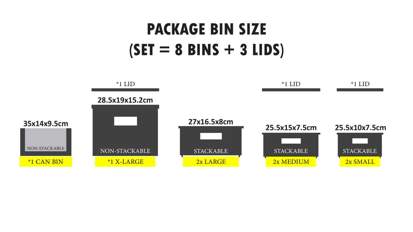 Organizer Bins with Lid 8+3 - Clear (Set)