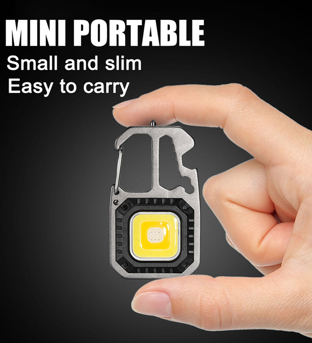 LED Portable Keychain Flashlight Outdoor Camping COB Work Light Emergency Lighting With Window Hammer Bottle Opener Lamp